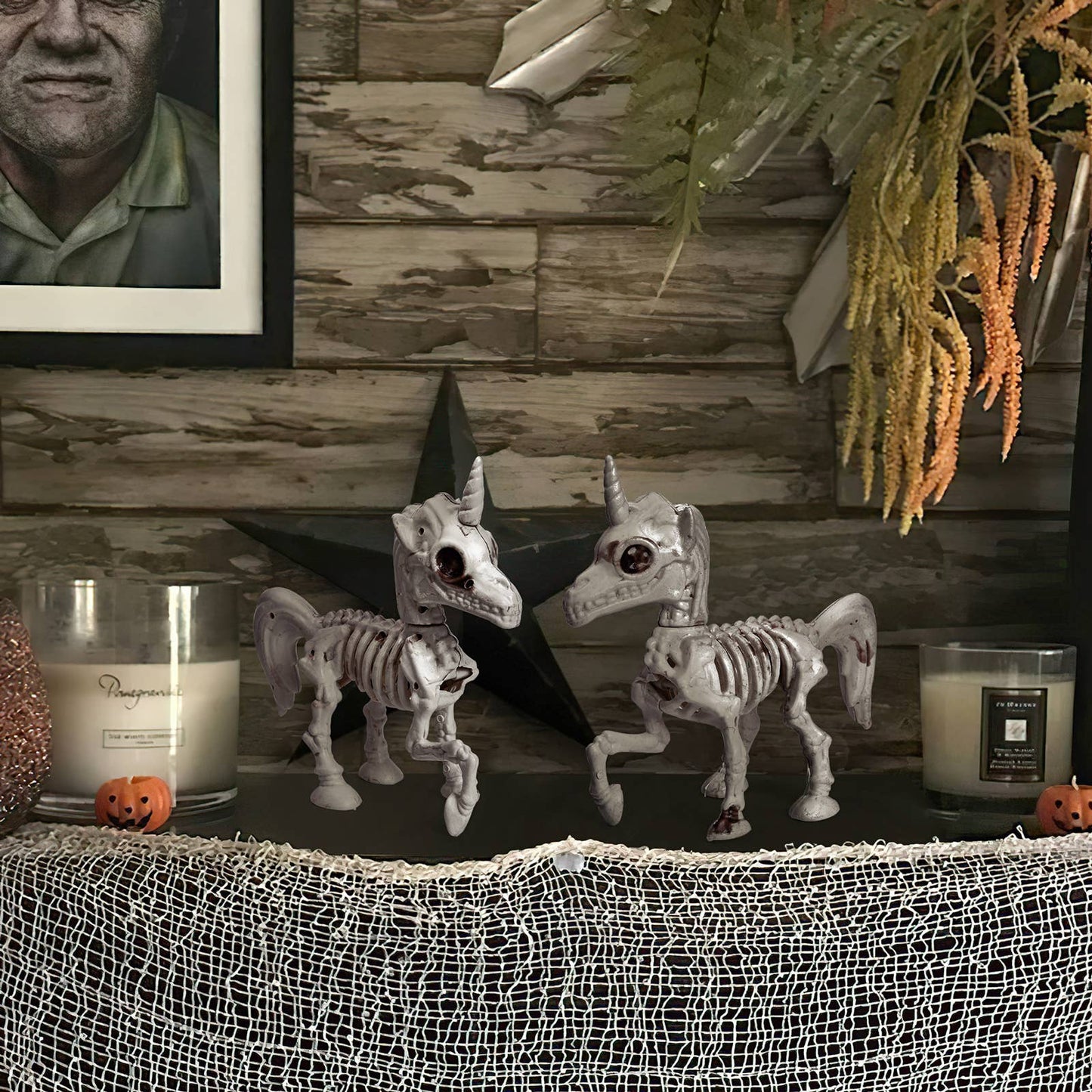 Fun Little Toys - 2 PCs Unicorn Skeleton Figurine Model with Plastic Bones