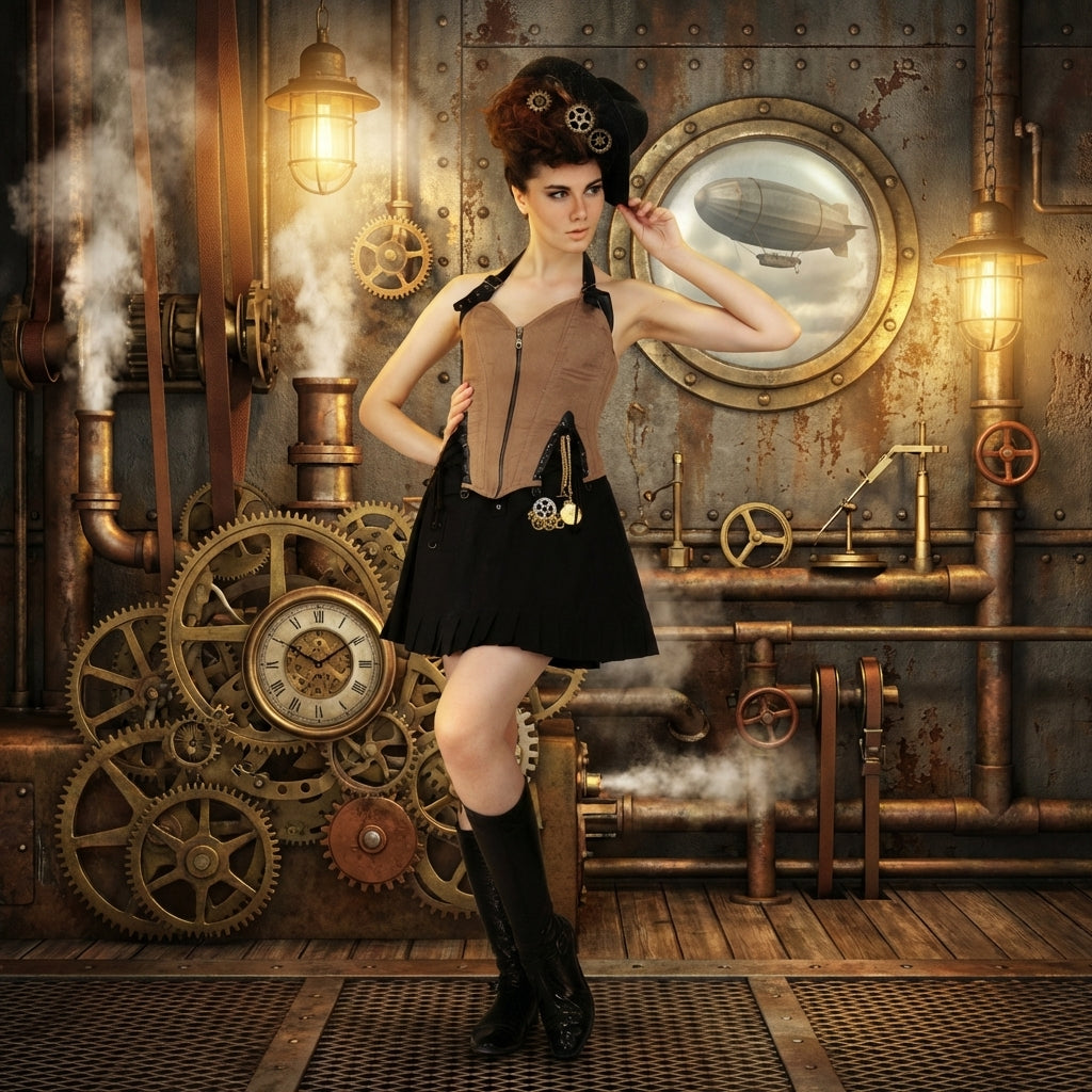 Captain Of The Skies Overbust Corset (Suede)