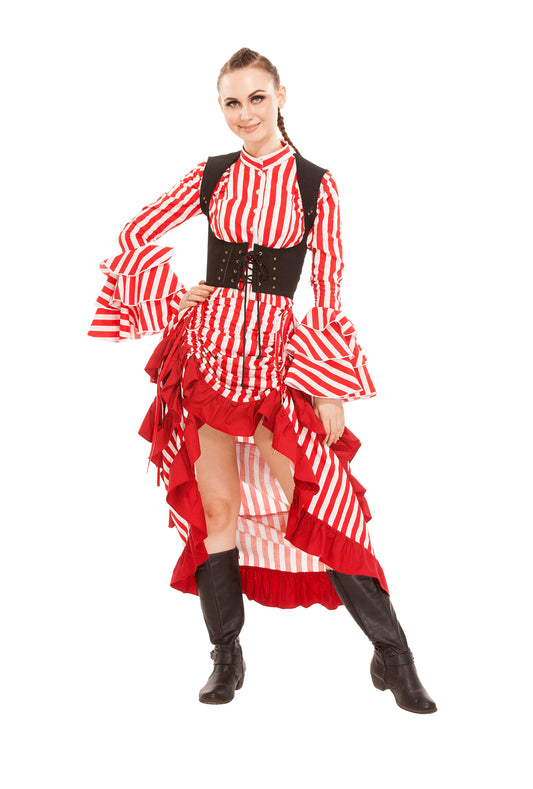 Minerva High-Low Show Girl Striped Skirt