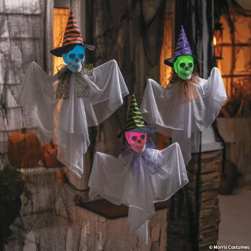 2 FT HANGING LIGHT UP GHOST 3PCS