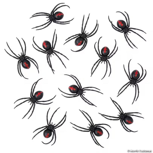 3 1/2" Magnetic Black Widow Spiders - 12 Pc.