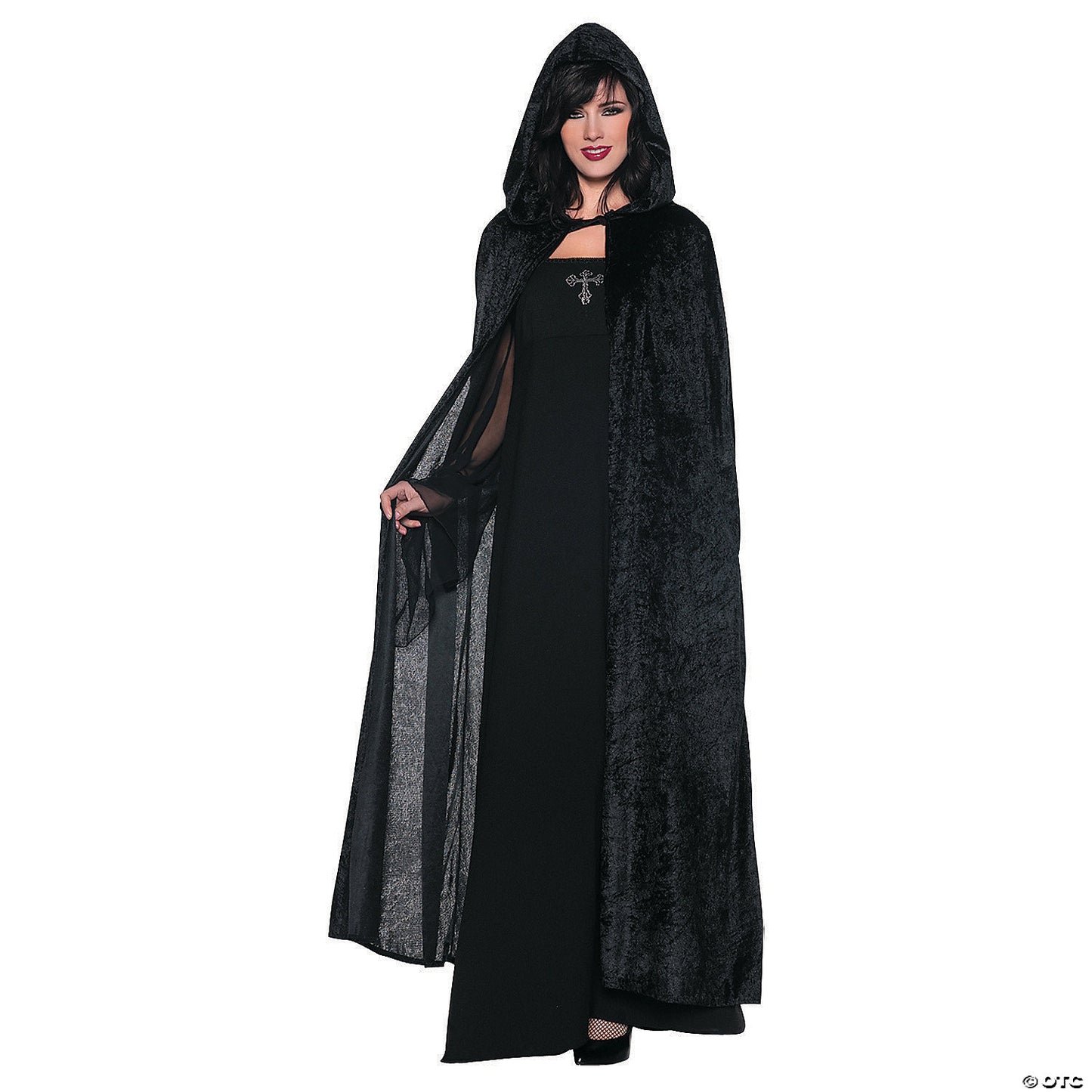 HOODED CLOAK BLACK 55 INCHES