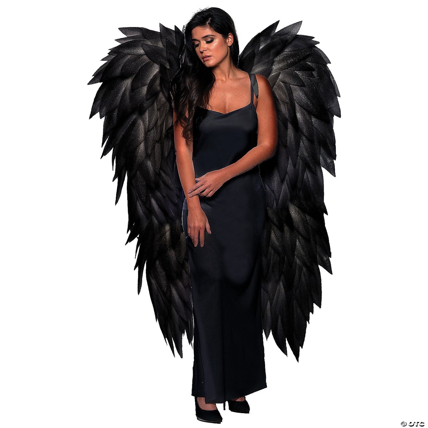 ADLT FULL LENGTH ANGEL WINGS-BLK
