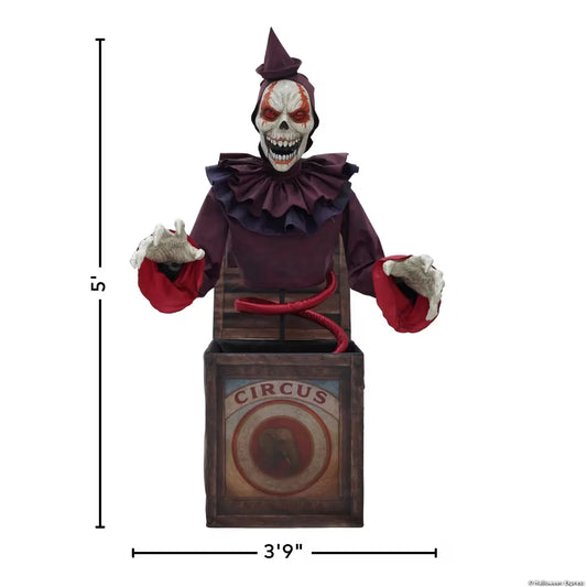 5 Ft. Skeleton Clown Mechanical Jack-in-the-Box Halloween Decoration