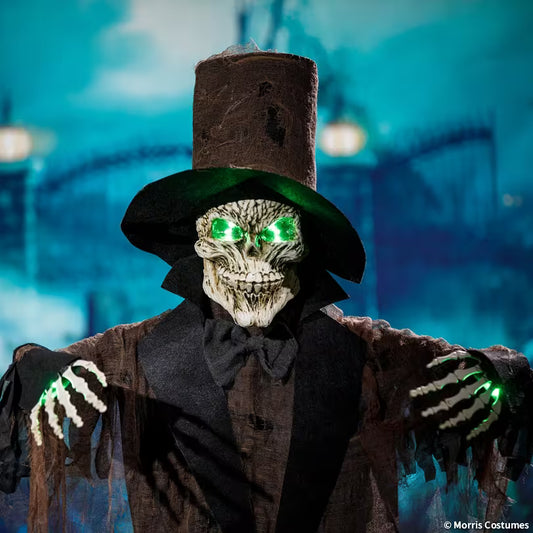 66" Light-Up Standing Black Skeleton