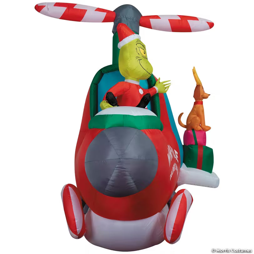 ANIMATED AIRBLOWN GRINCH IN HELICOPTER