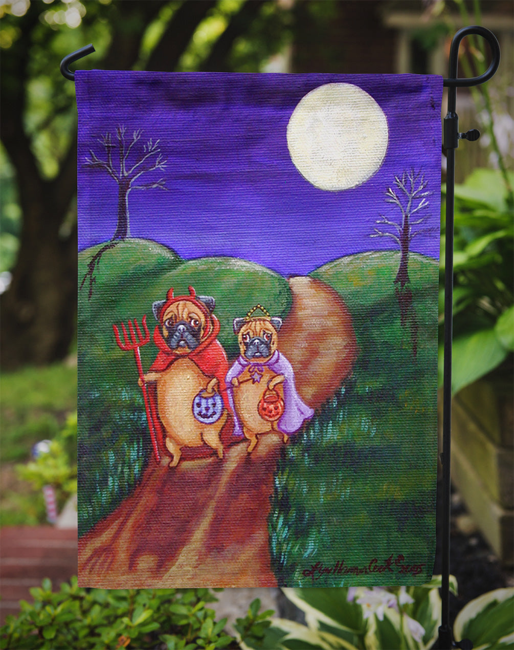 Trick or Treat Halloween Pug Garden Flag – Decorative Outdoor Yard Flag