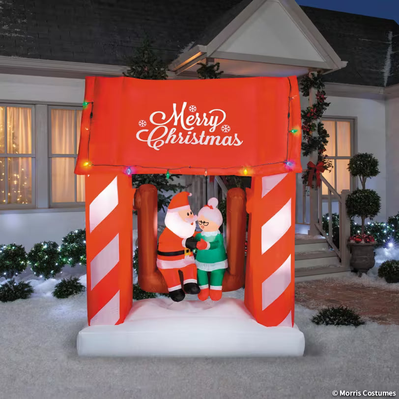 7 Ft. Airblown® Inflatable Animated Mr. & Mrs. Santa Claus Porch Swing Scene
