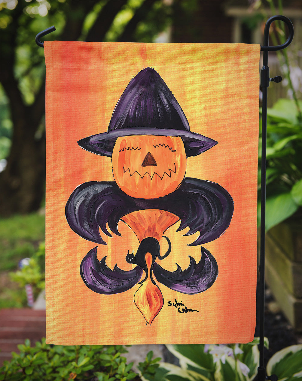 Halloween Pumpkin Bat Fleur de lis Garden Flag – Decorative Outdoor Yard Flag 8183GF