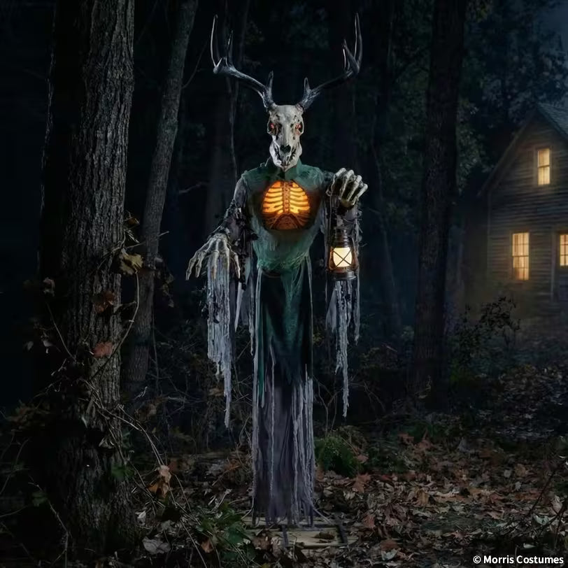 8 Ft. 2" Animated Skeleton Forest Creature with Horns