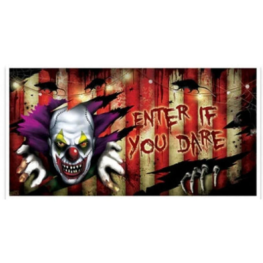 “Enter If You Dare” Clown Halloween Banner