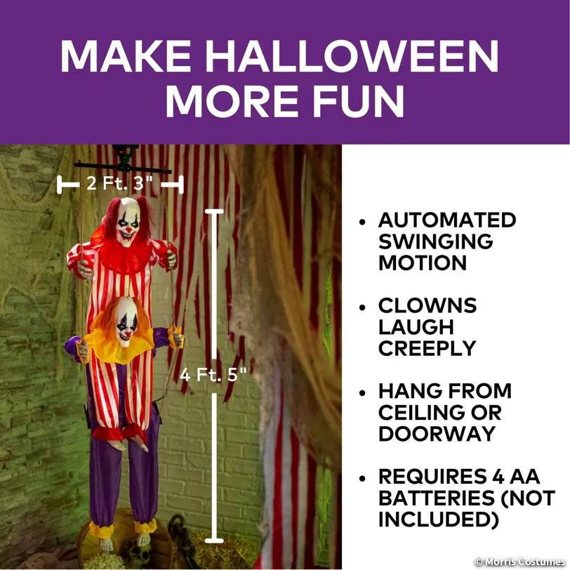 4.5 Ft Hanging Clowns On The Swing