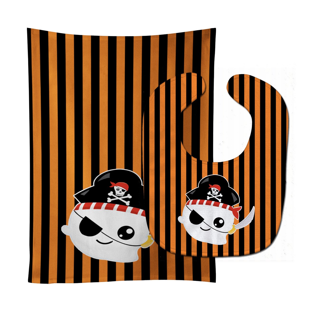 Halloween Ghost Pirate Baby Bib & Burp Cloth BB6957STBU