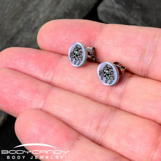 Leaping Leapfrog Spiders Stud Earrings by Onyx O