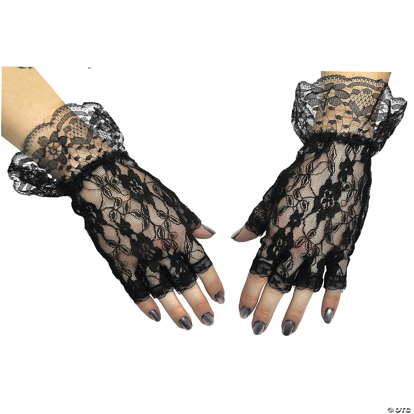 BLACK FINGERLESS GLOVES
