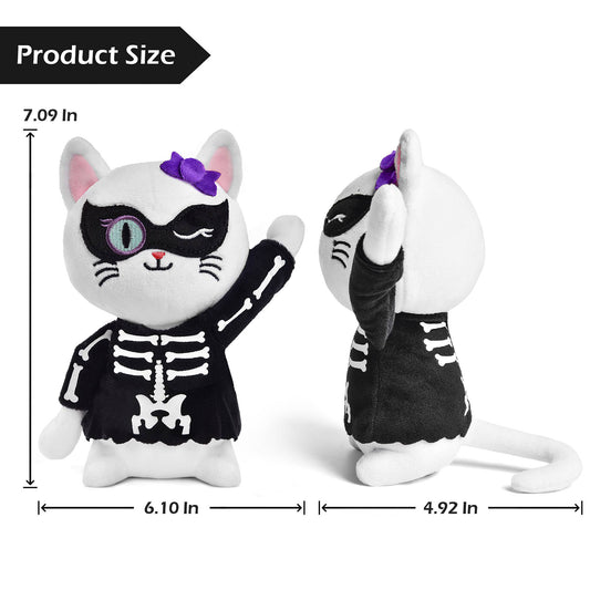 Fun Little Toys - Halloween White Cat Plush Skeleton - 8 Inches