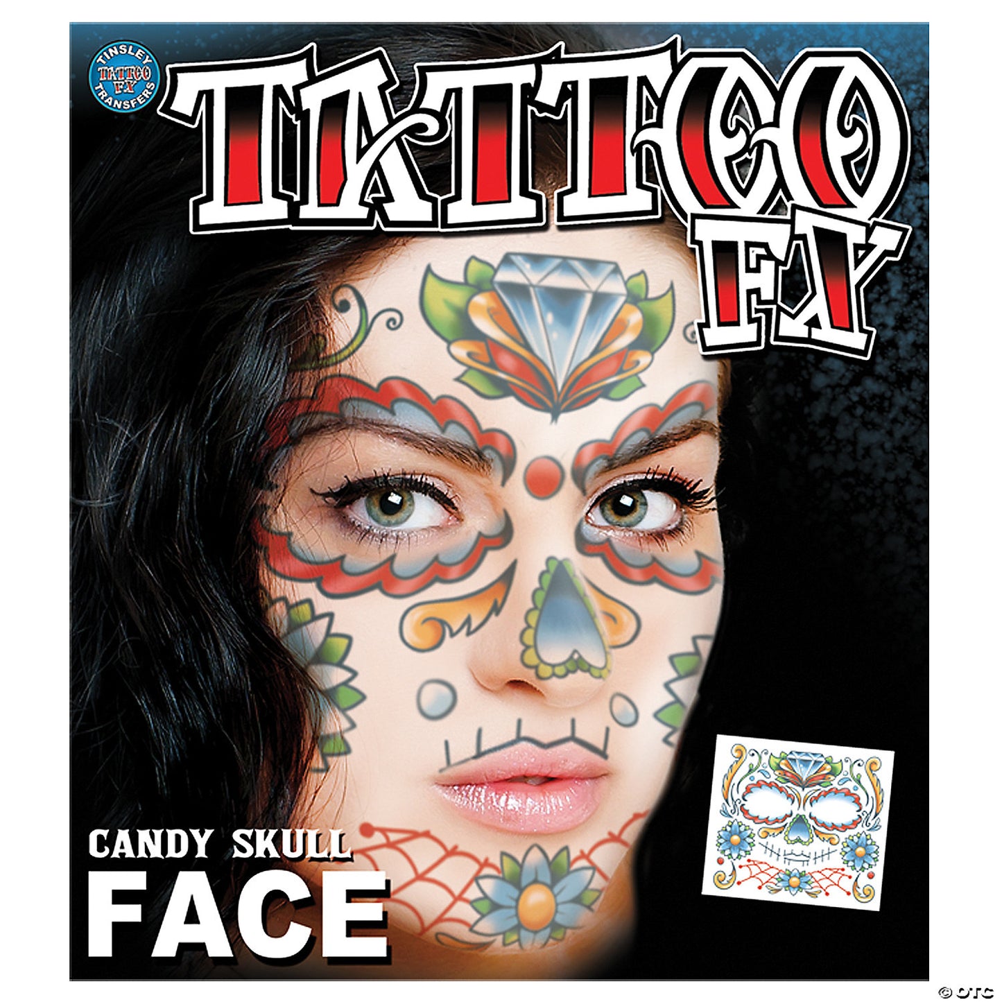 CANDY SKULL FACE TATTOO