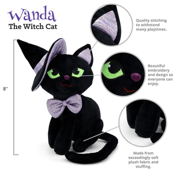 8" Cute Witch Cat Plush
