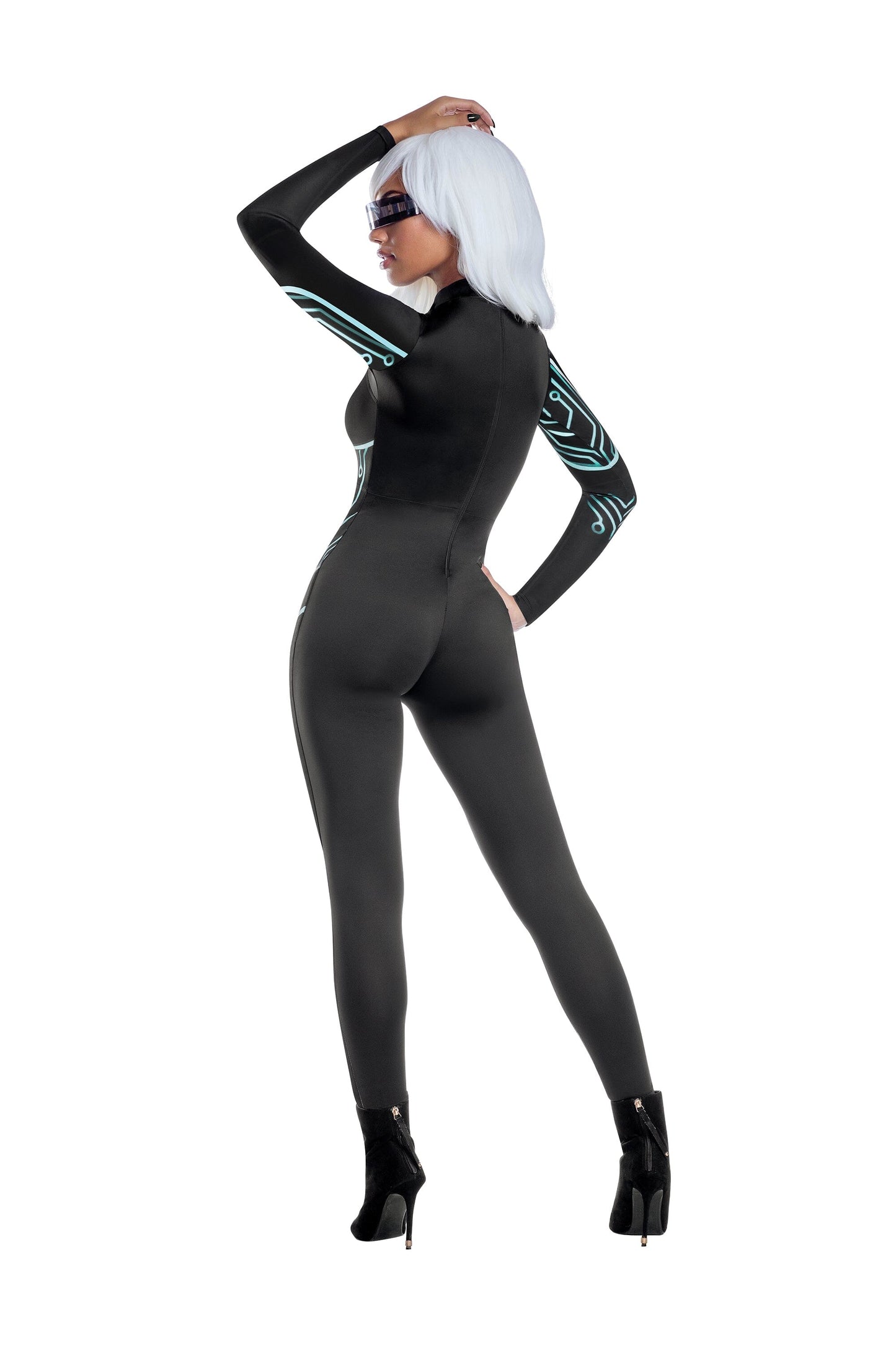 Dreamgirl Cyber Jumpsuit with Belt Detail and Reflective Glasses Women’s Costume – Futuristic Outfit