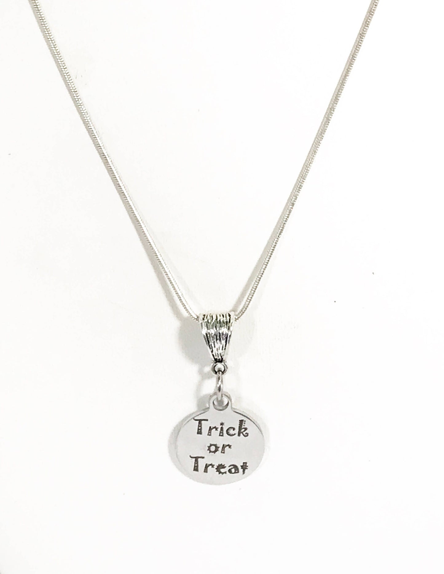 Trick or Treat Necklace, Halloween Outfit Jewelry, Halloween Necklace, Trick or Treat Jewelry Gift, No Tricks Just Treats Jewelry