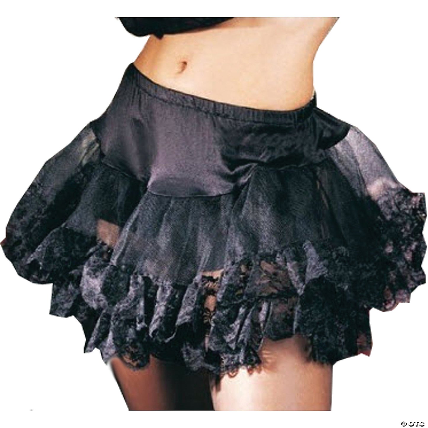 LACE BOTTOM PETTICOAT-BLACK
