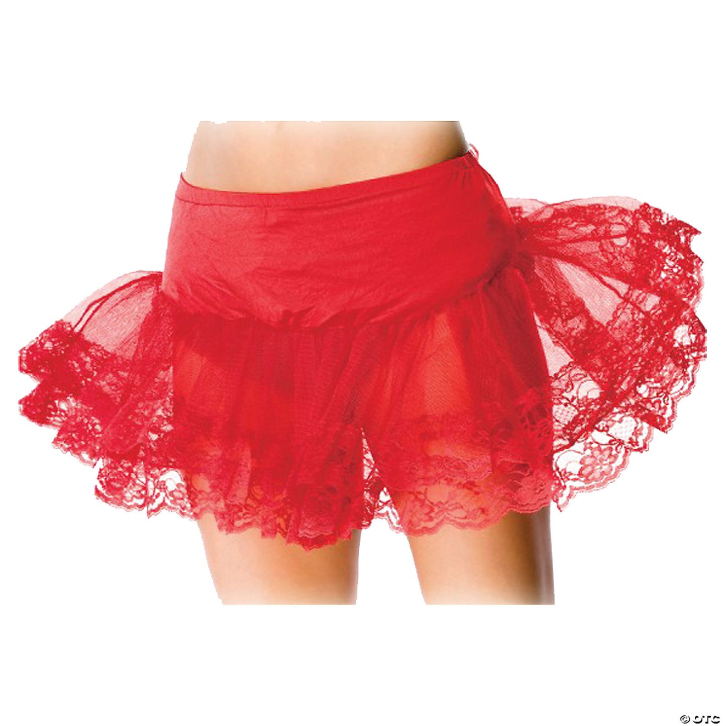 LACE BOTTOM PETTICOAT-RED