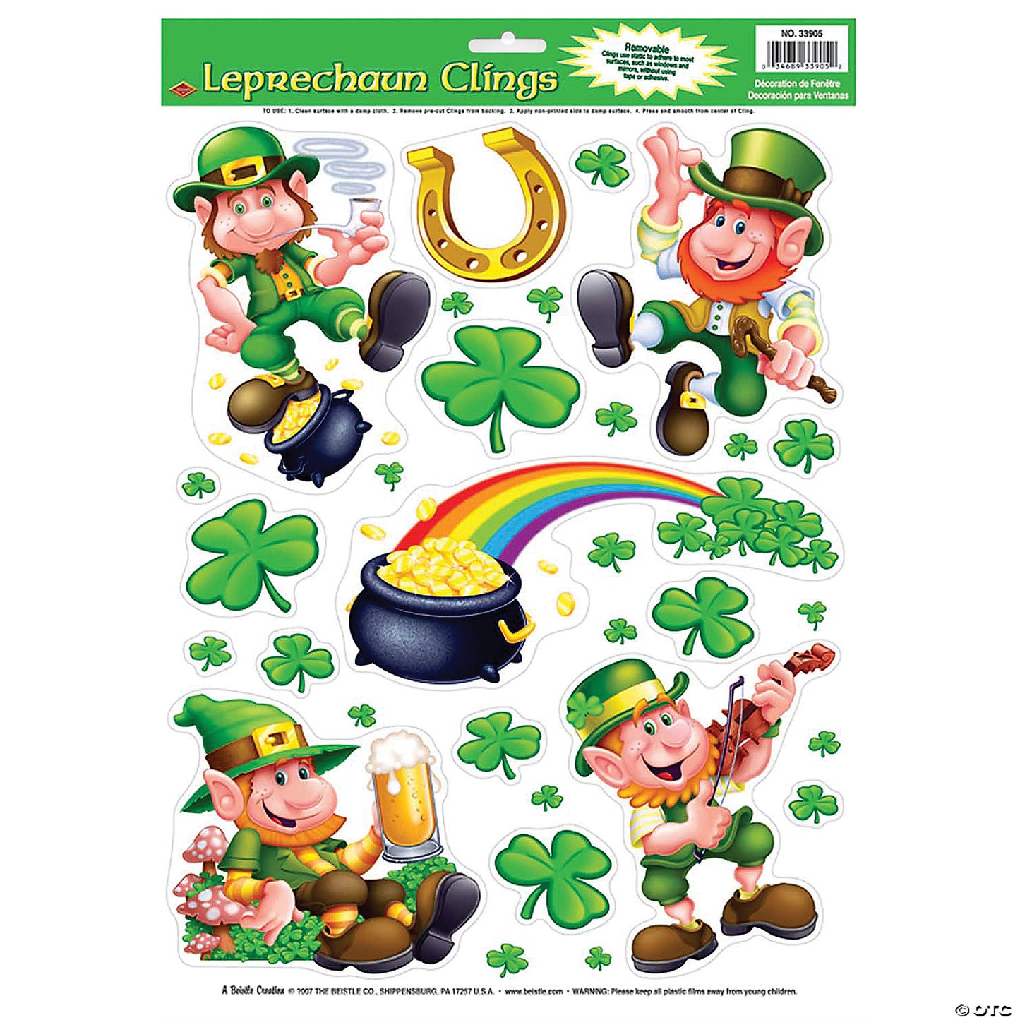 LEPRECHAUN SHAMROCK WINDOW CLINGS