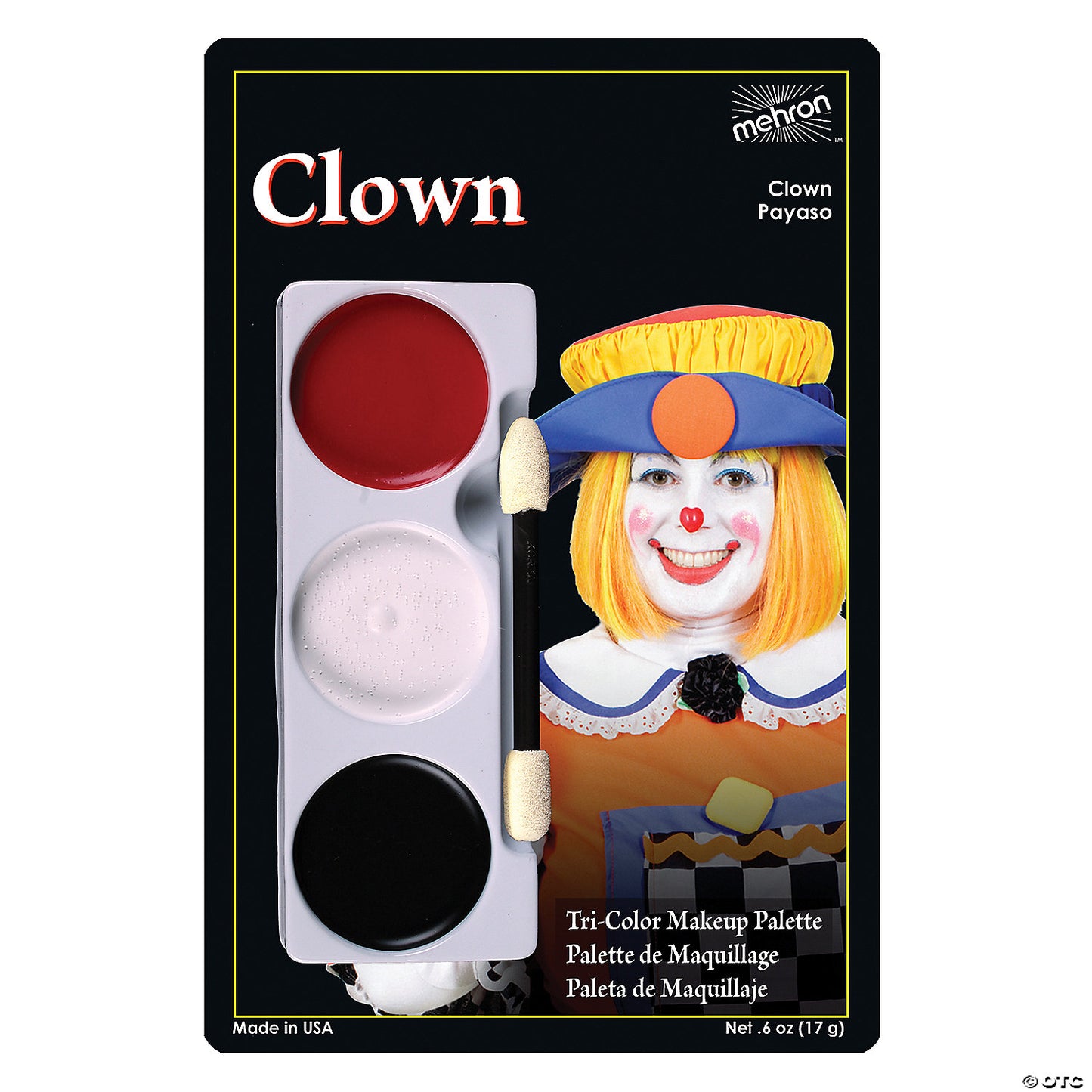 MEHRON CLOWN TRI-COLOR MAKEUP PALETTE