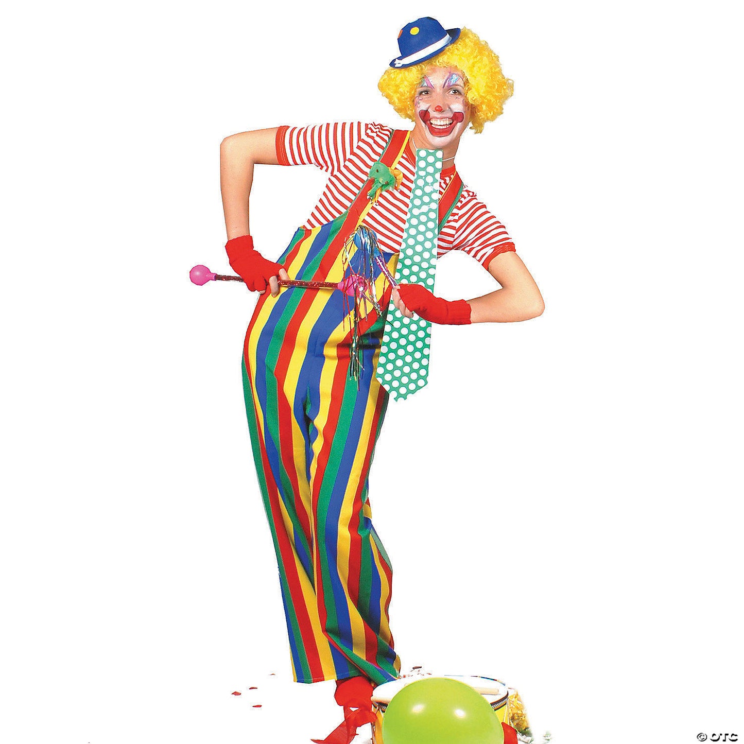 STRIPED CLOWN OVERALLS AD EXTRA LG