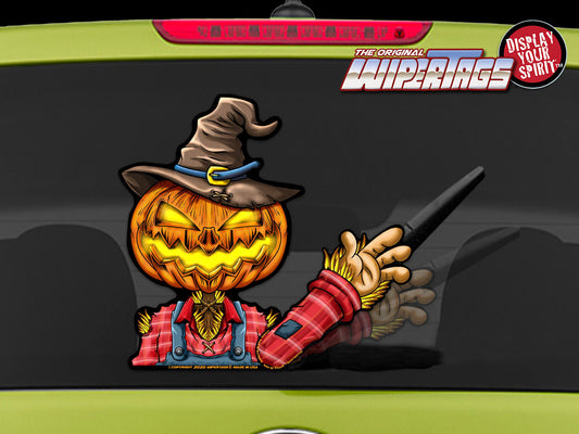 Jack the Scarecrow WiperTag attached to vehicle rear wiper, product photo 2 of 5