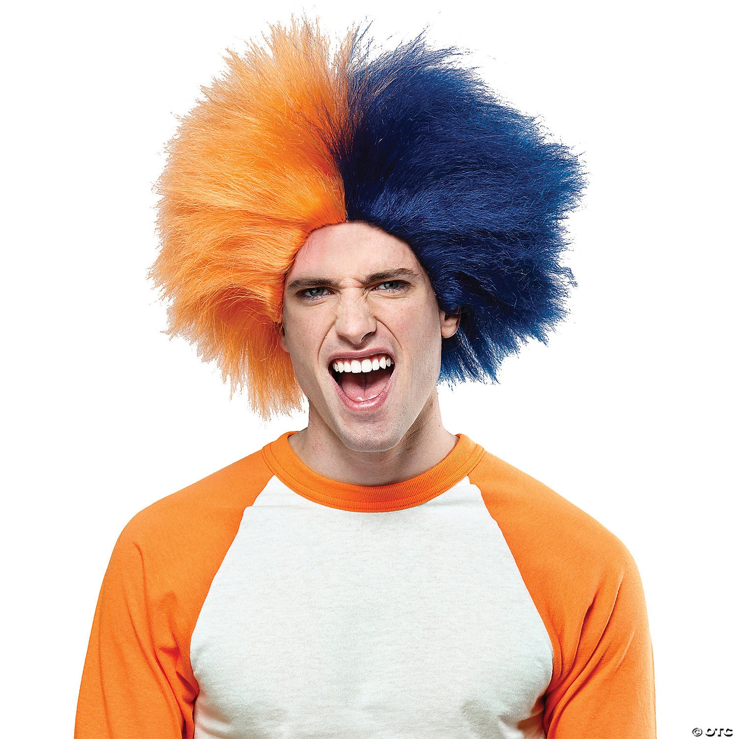 NAVY BLUE AND ORANGE SPORTS WIG