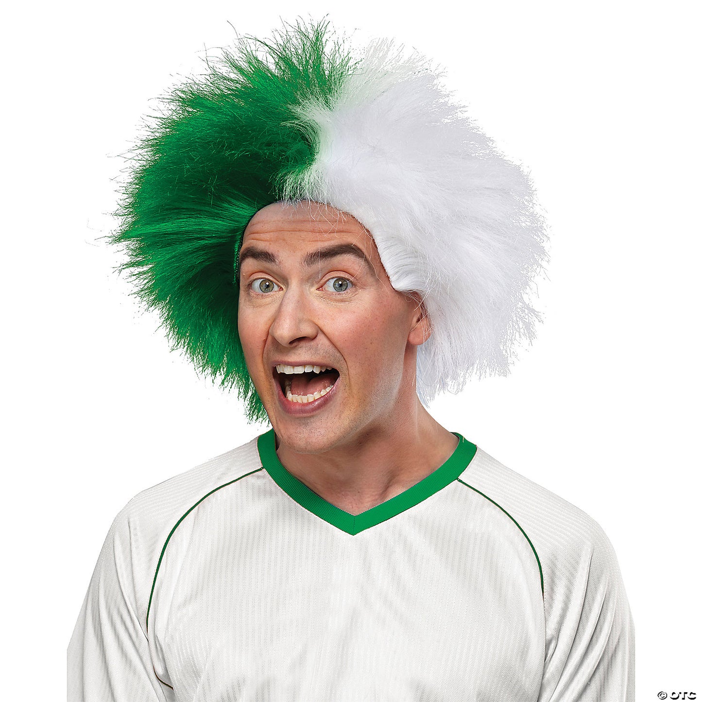 GREEN AND WHITE SPORTS WIG