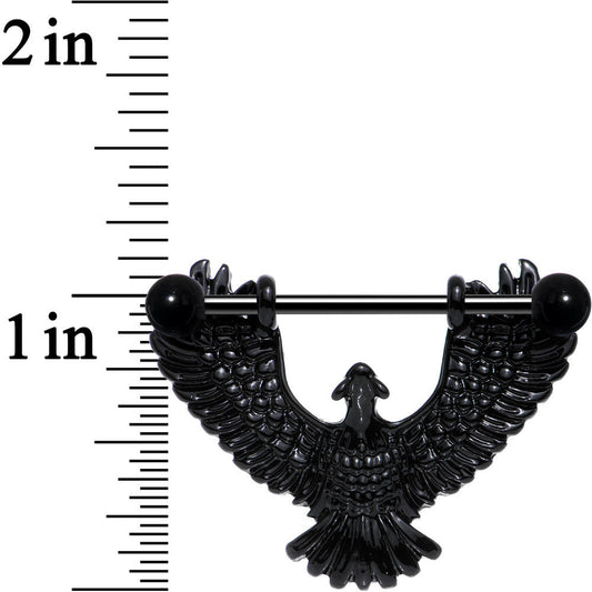14G 1 1/16 Black Birdseye View Soaring Eagle Nipple Shield Set