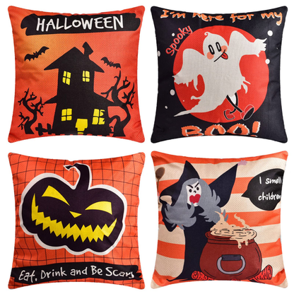 Fun Little Toys - 4 PCS Halloween Pillow Cover Sets 18x18 inch