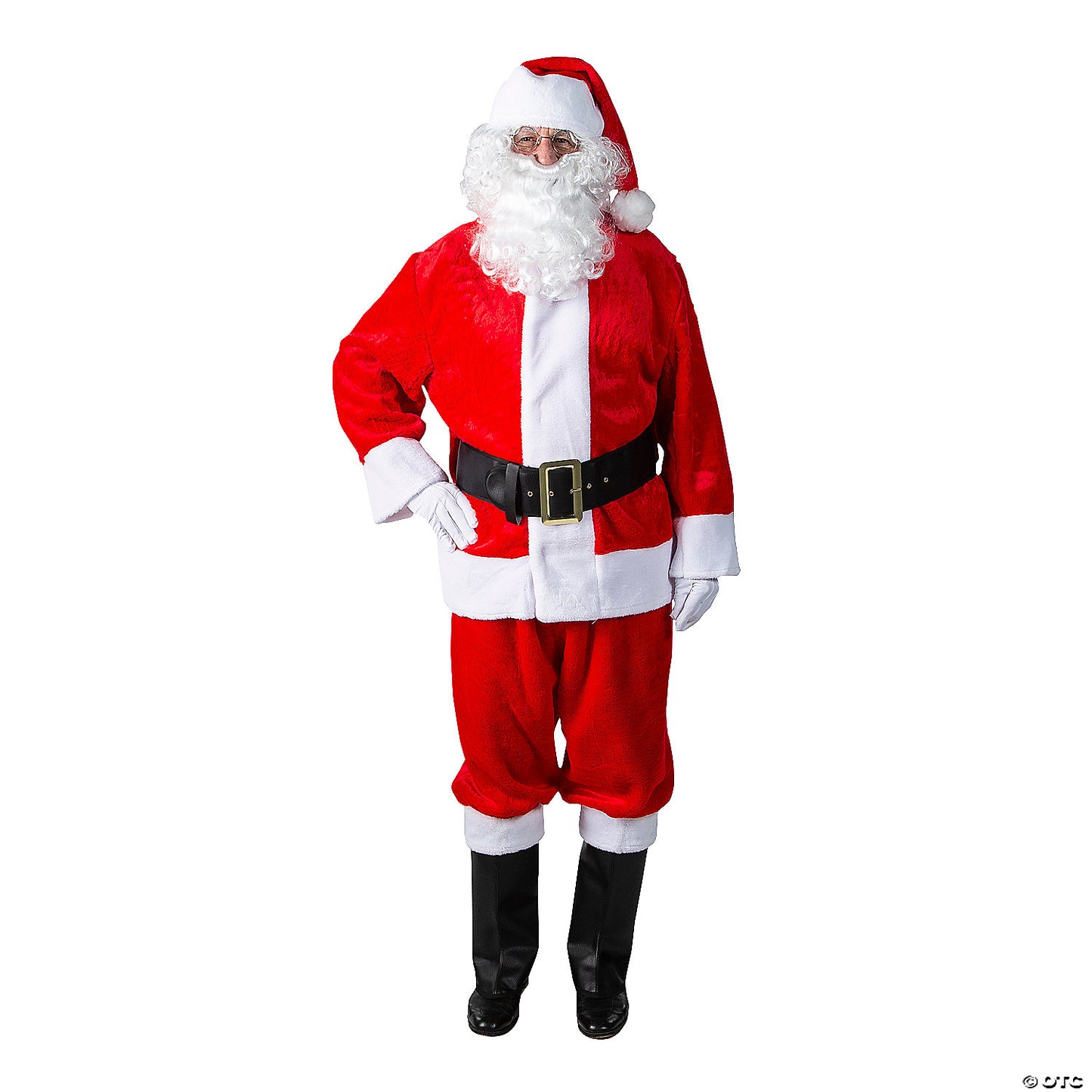 ADLT SANTA SUIT 10 PC PLUSH W/WIG LG