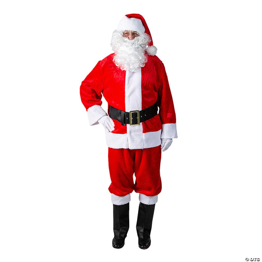 ADLT SANTA SUIT 10 PC PLUSH W/WIG XL