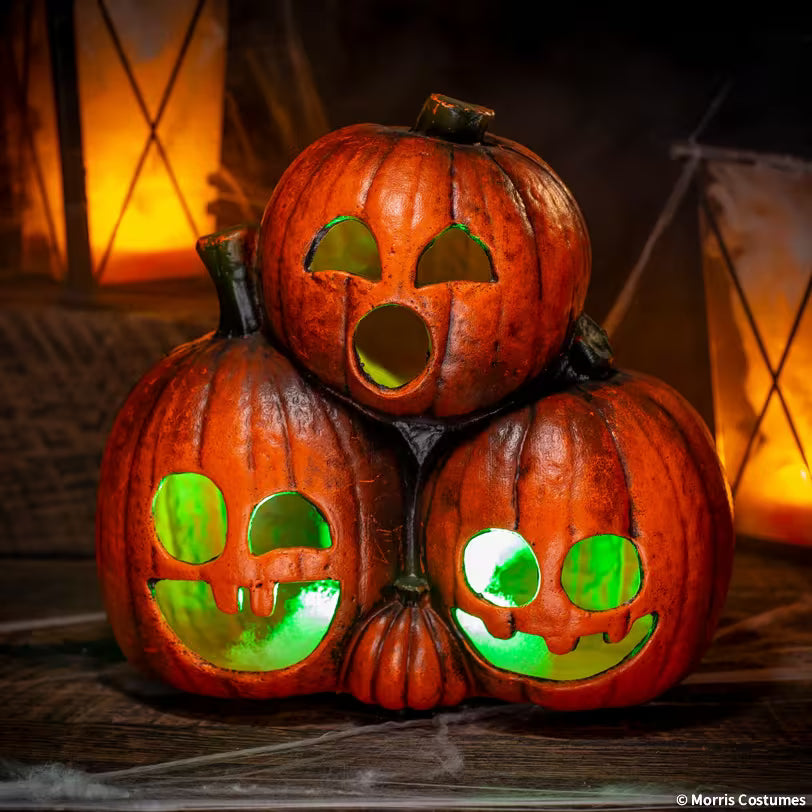 11 1/2" x 10 3/4" Light-Up Jack-O’-Lantern Trio