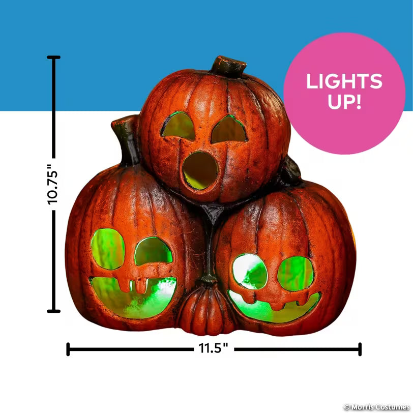 11 1/2" x 10 3/4" Light-Up Jack-O’-Lantern Trio