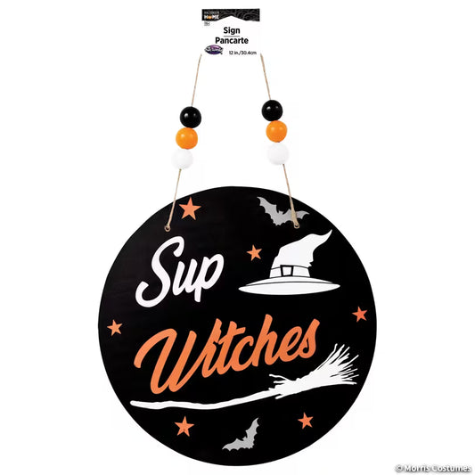 12" Wooden Round Witch Sign