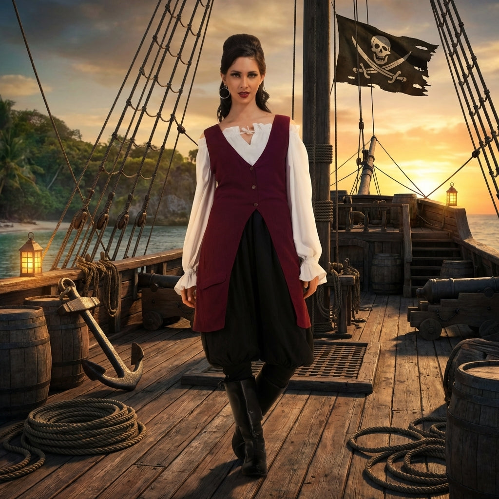 Elizabeth Pirate Linen Vest
