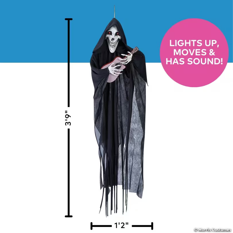 4FT HANGING REAPER PLAYING GUITAR