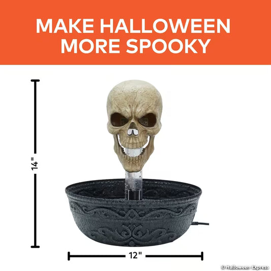 14" Bleeding Skull Fountain Halloween Decoration