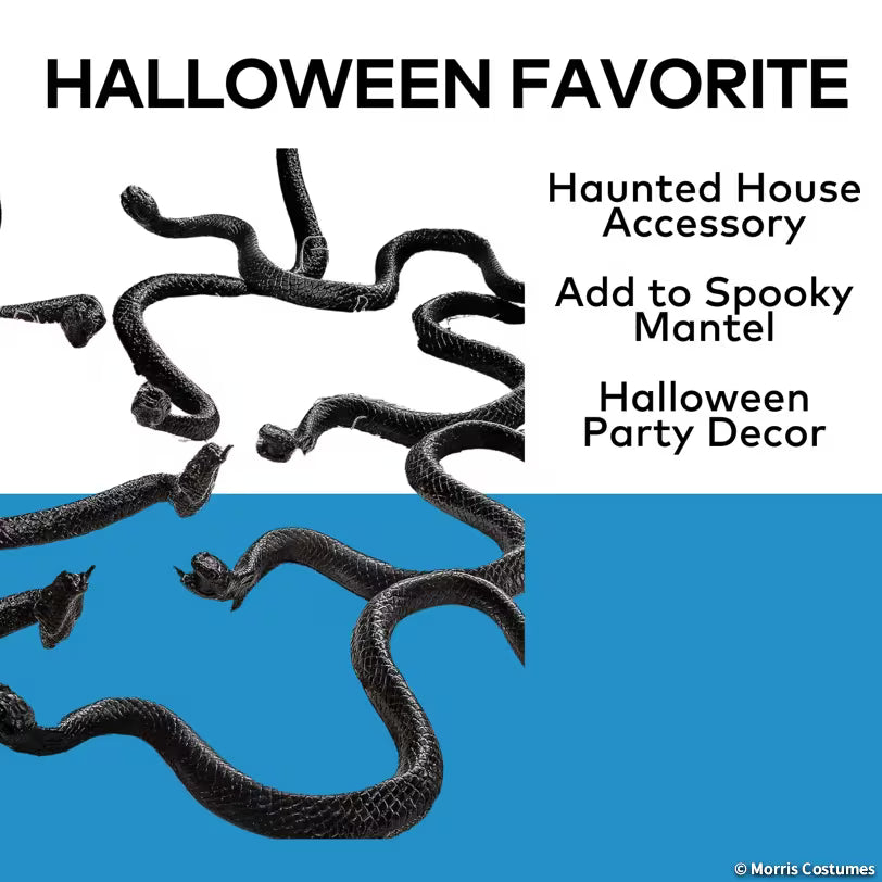 16" Bag of Black Plastic Snakes