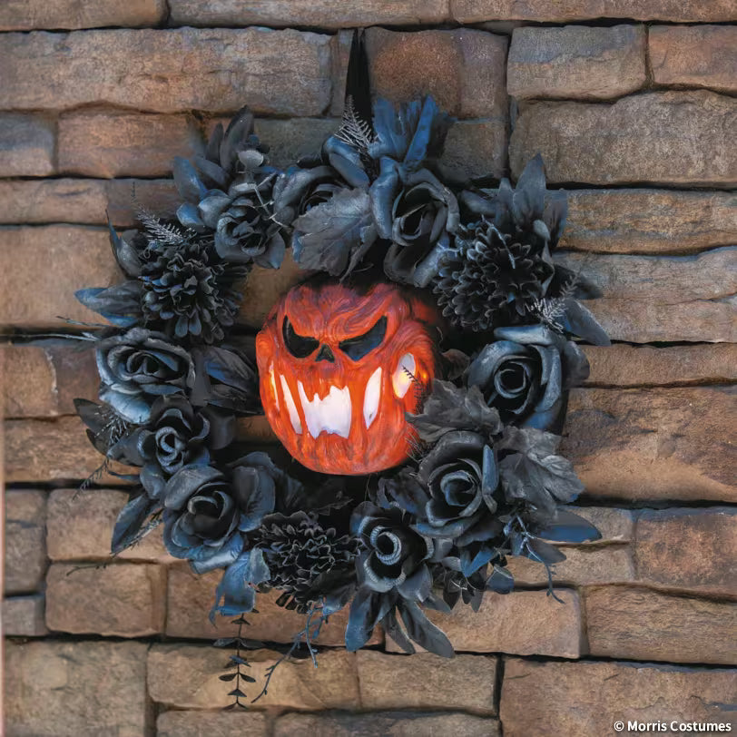17.32INCH  WREATH WITH LIGHT-UP PUMPKIN
