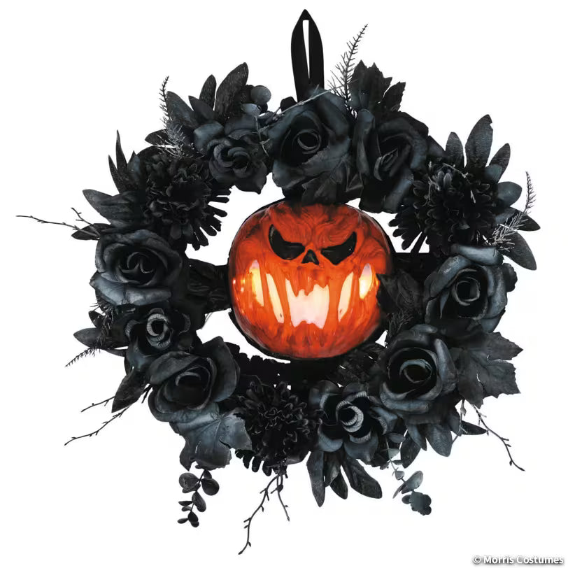 17.32INCH  WREATH WITH LIGHT-UP PUMPKIN