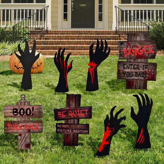 Fun Little Toys - 8pcs Halloween Yard Signs Bloody Hand - Dr. Hyde's Laboratory