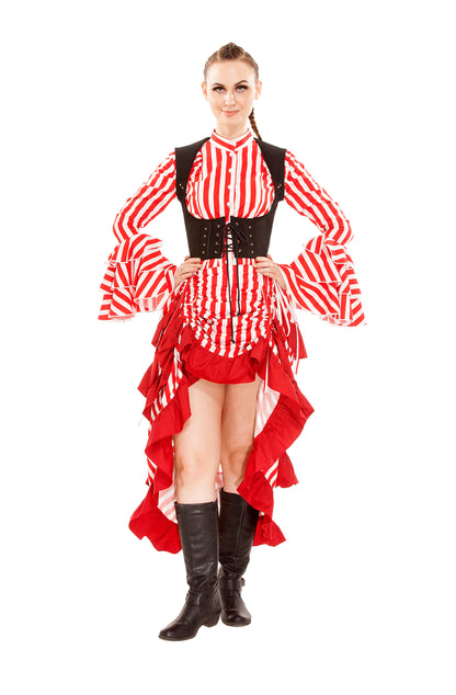 Minerva High-Low Show Girl Striped Skirt
