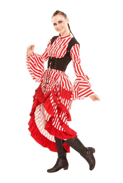 Minerva High-Low Show Girl Striped Skirt