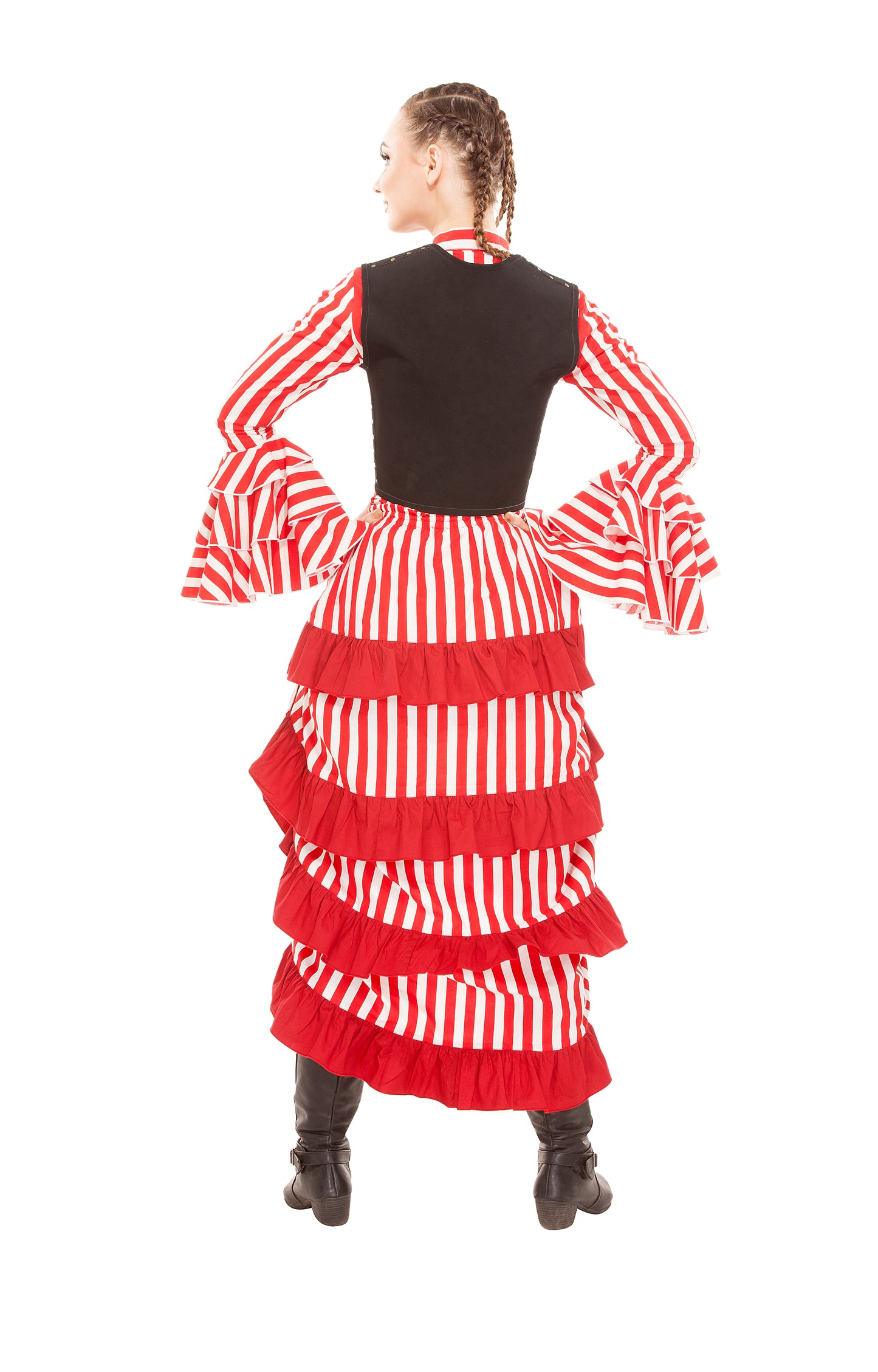 Minerva High-Low Show Girl Striped Skirt