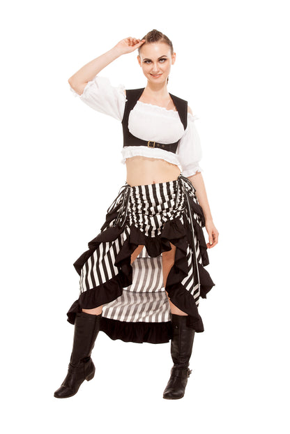 Minerva High-Low Show Girl Striped Skirt
